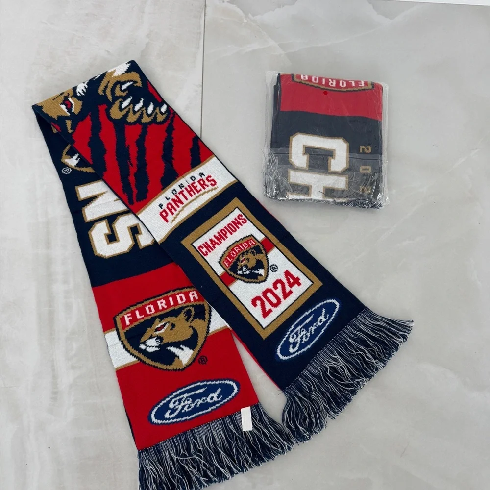 New in Package Florida Panthers Stanley Cup REPEAT Champions NHL Hockey Scarf